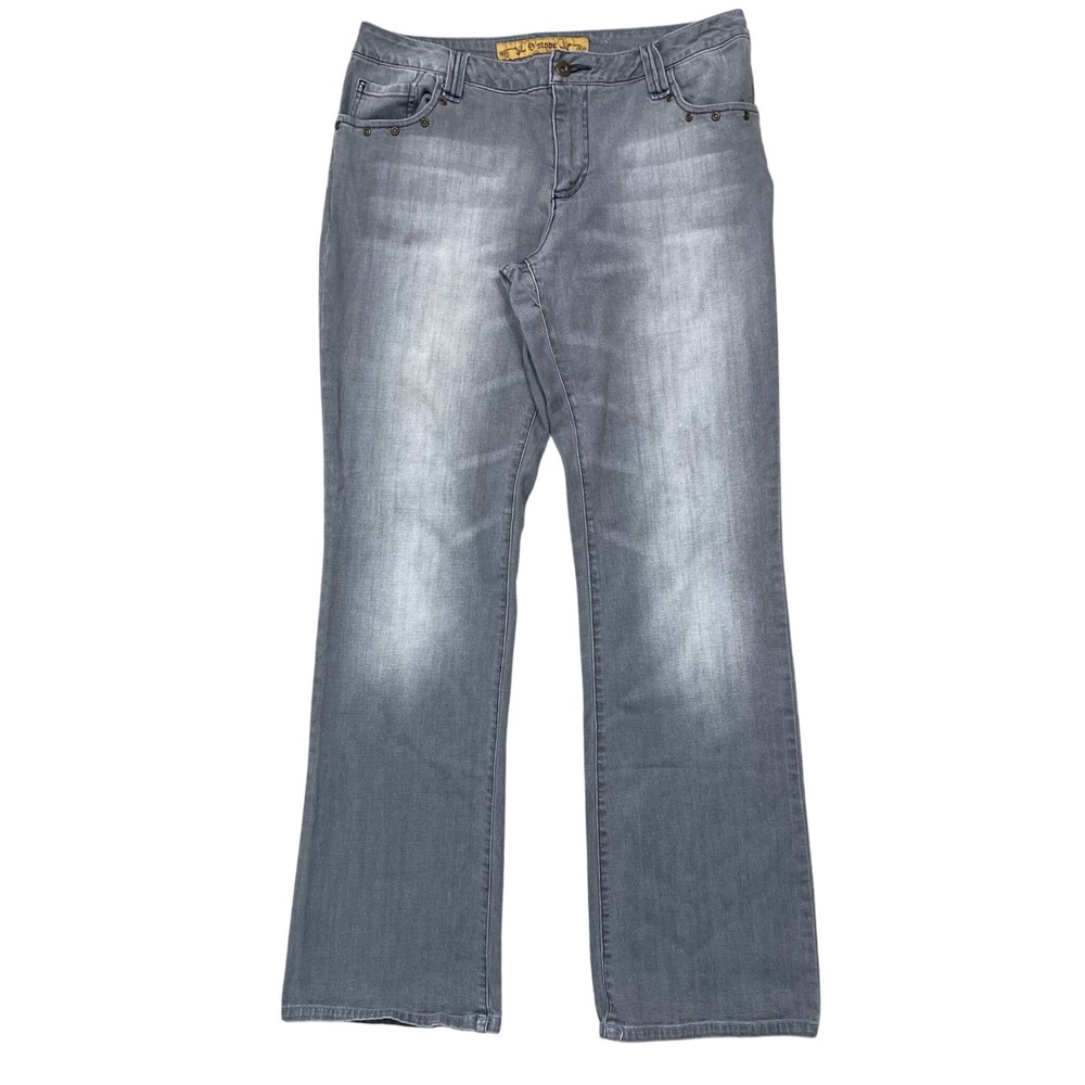 2000s Y2K Embroidered Pocket Flare Embellished Pocket Jeans Gray Wash Denim